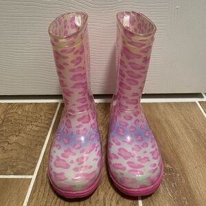 Josmo Pink Leopard Print Kids Rain Boots